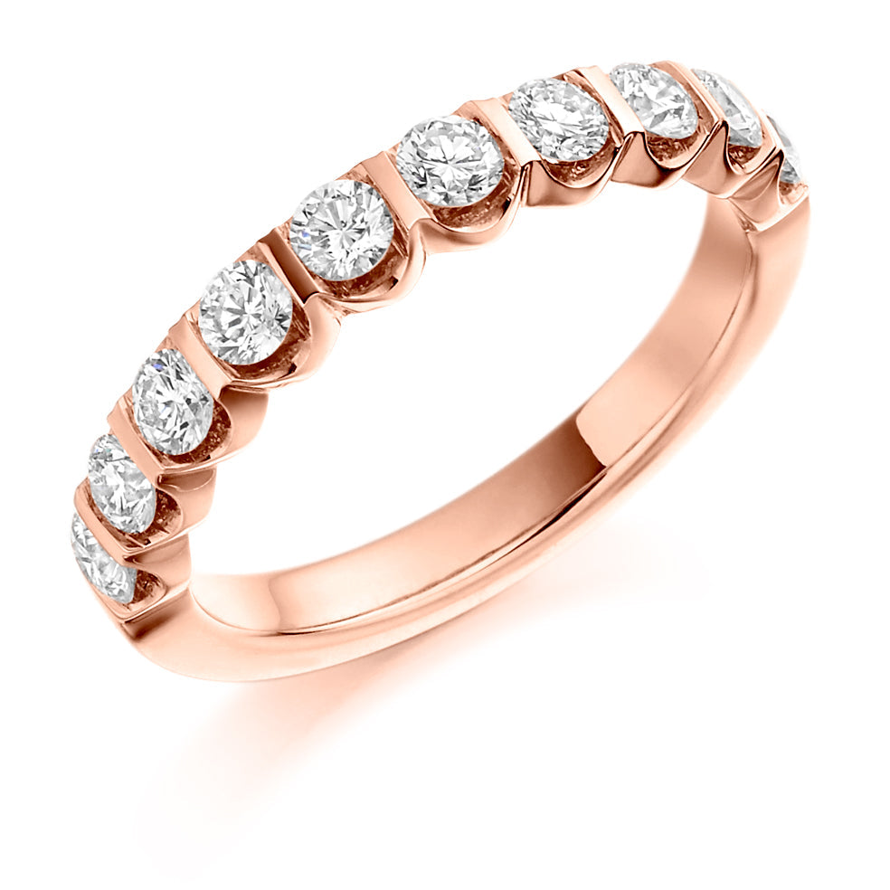 Bar-Set Half Eternity Ring, 0.75ct total (HET1036) in Rose Gold