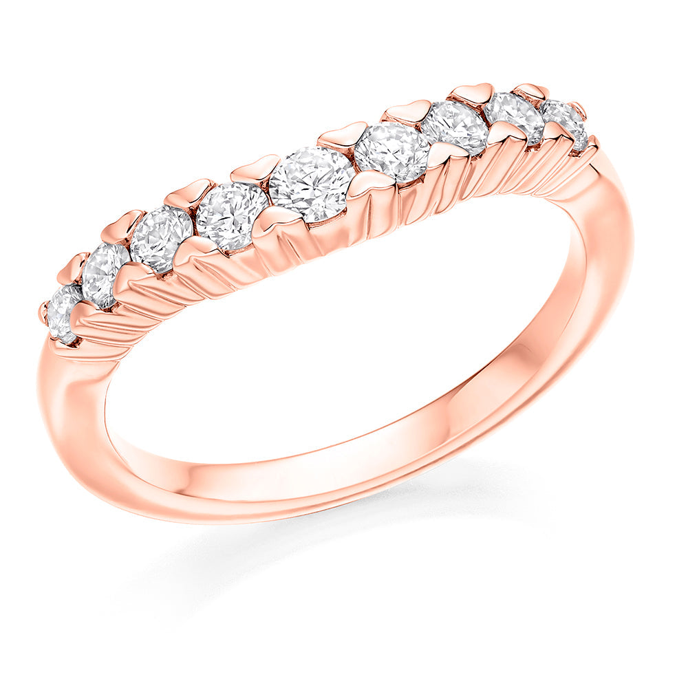 Claw-Set Half Eternity Ring, 0.5ct total (HET10466) in Rose Gold