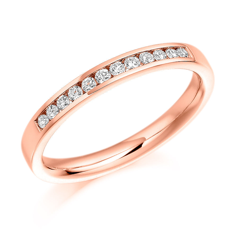 Channel-Set Half Eternity Ring, 0.2ct total (HET1046) in Rose Gold