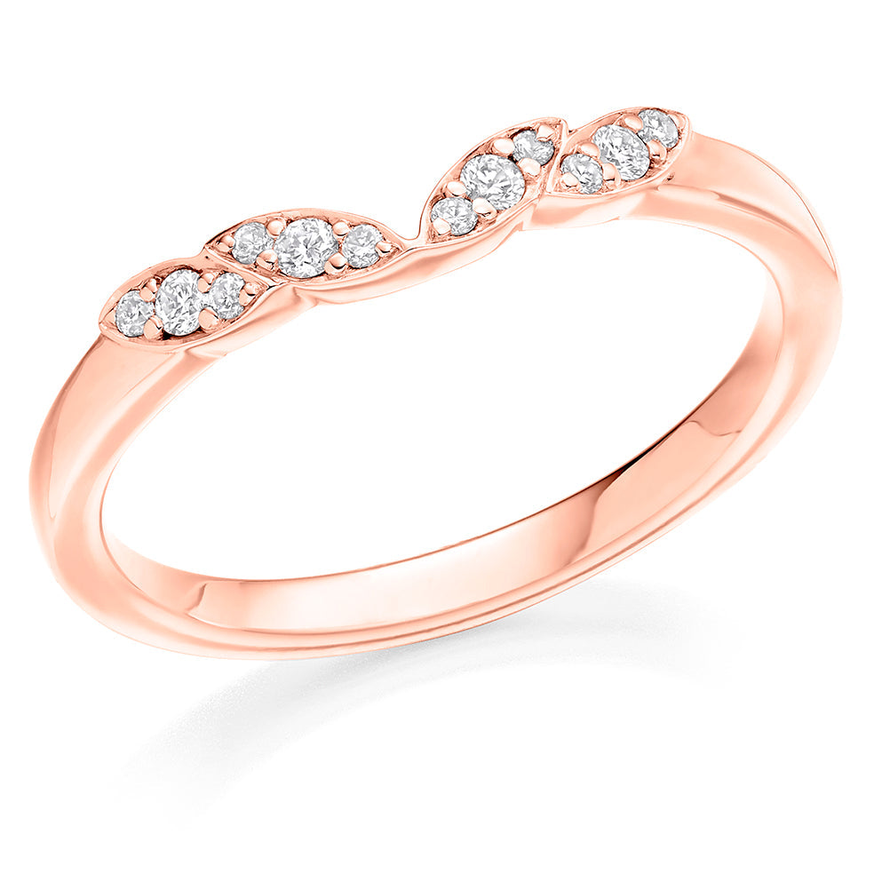 Shaped Grain-Set Half Eternity Ring, 0.12ct total (HET10721) in Rose Gold