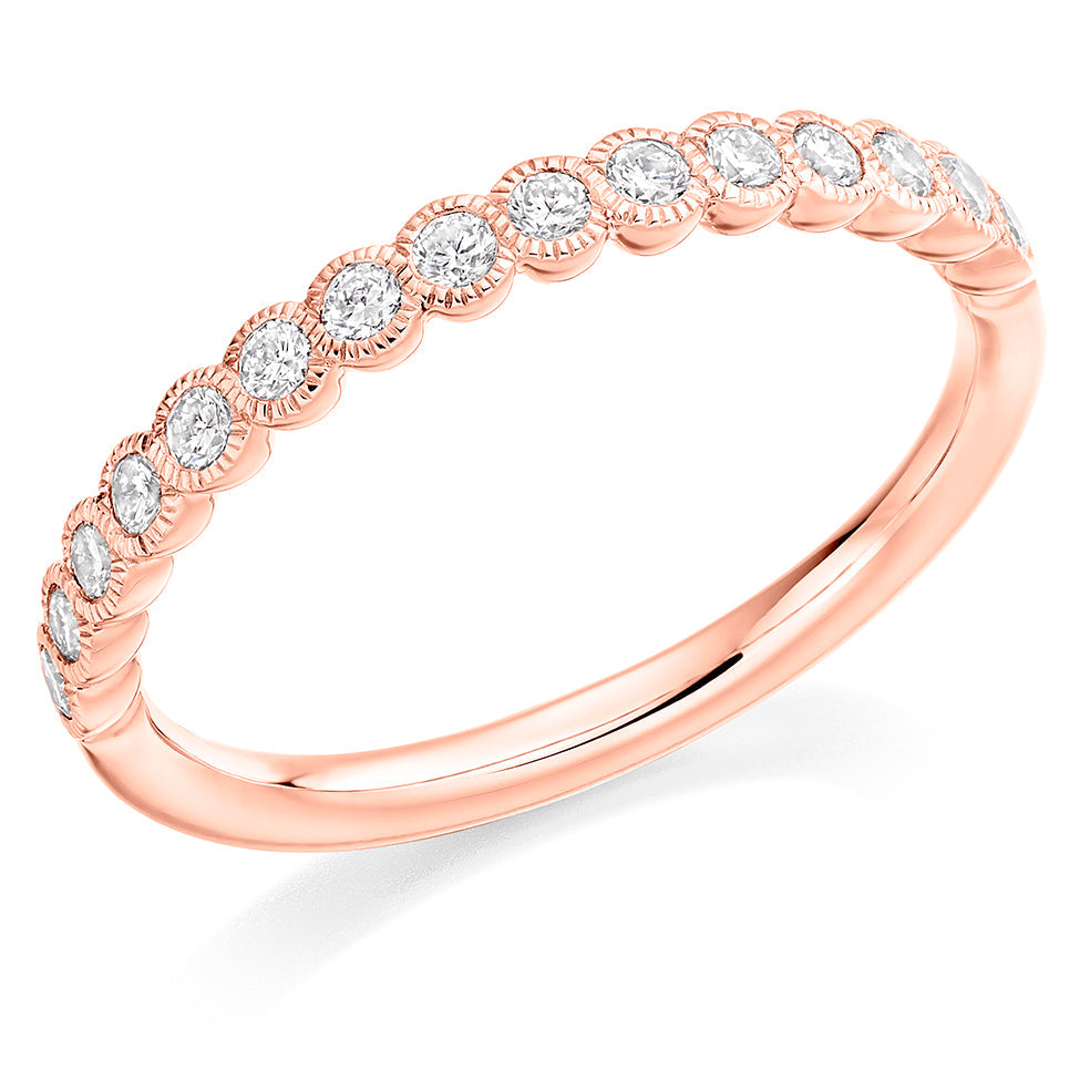 Milgrain Rubover Half Eternity Ring, 0.25ct total (HET10728) in Rose Gold