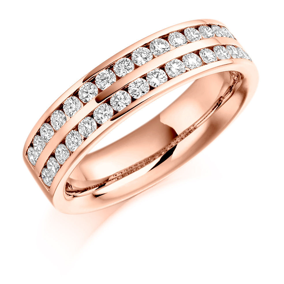 Channel-Set Half Eternity Ring, 0.75ct total (HET1077) in Rose Gold