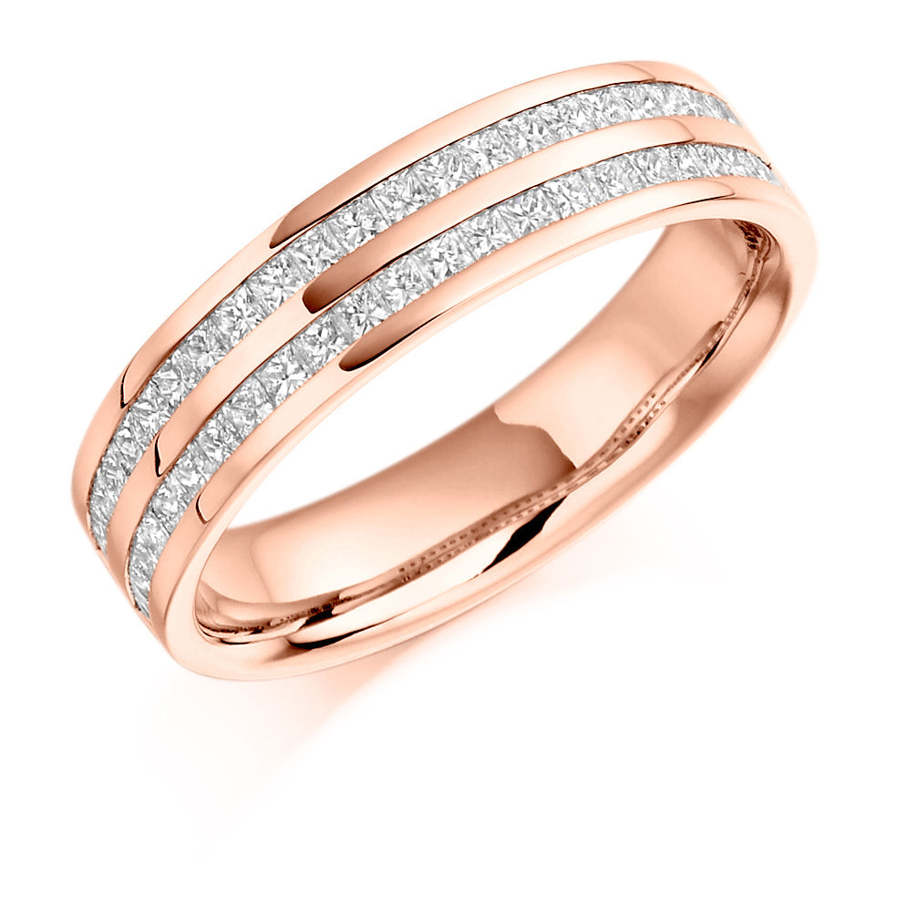 Channel-Set Half Eternity Ring, 0.75ct total (HET1078) in Rose Gold
