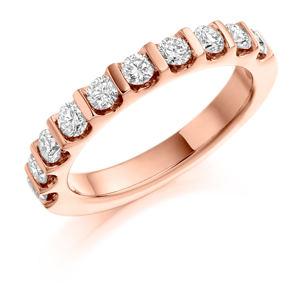 Bar-Set Half Eternity Ring, 0.75ct total (HET1085) in Rose Gold