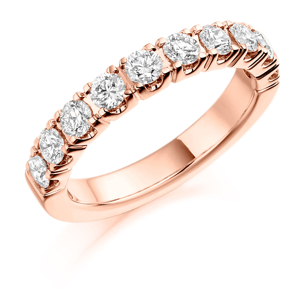 Castle-Claw Half Eternity Ring, 1.0ct total in Rose Gold