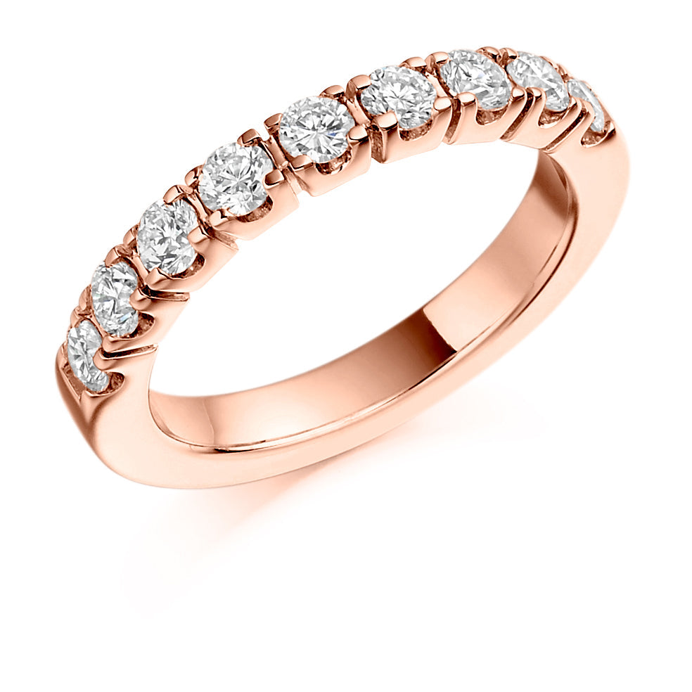 Castle-Claw Half Eternity Ring, 0.75ct total in Rose Gold