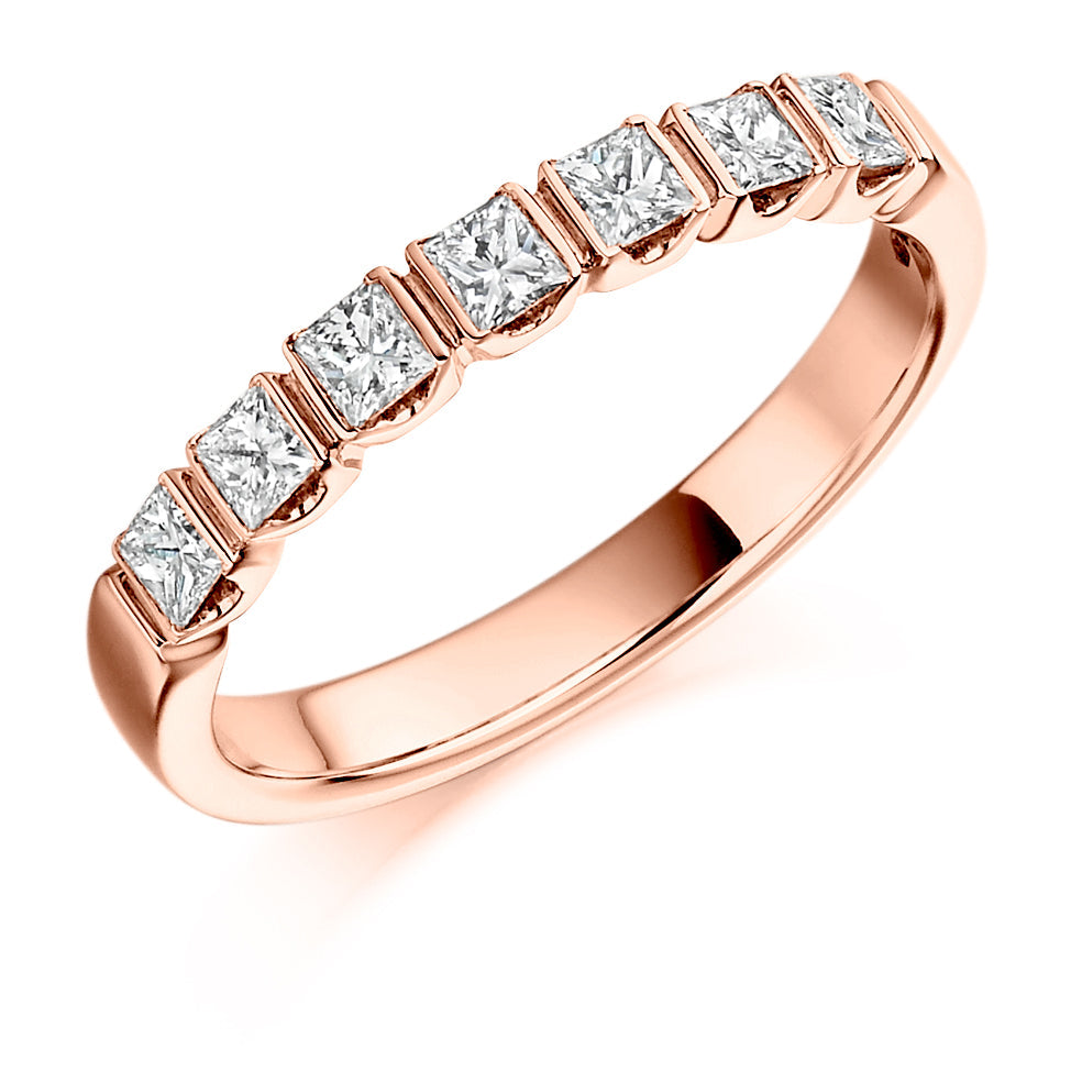 Bar-Set Half Eternity Ring, 0.5ct total (HET1102) in Rose Gold