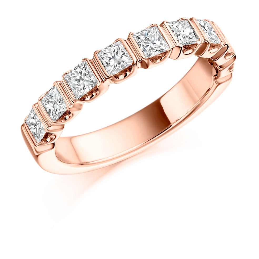 Bar-Set Half Eternity Ring, 1.0ct total (HET1104) in Rose Gold