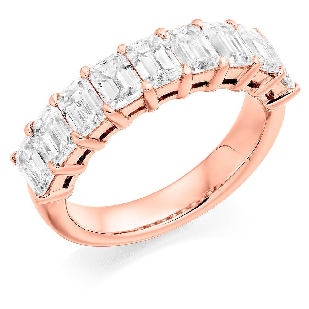 Claw-Set Diamond Half Eternity Ring with Right-Hand, 3.0ct in Rose Gold