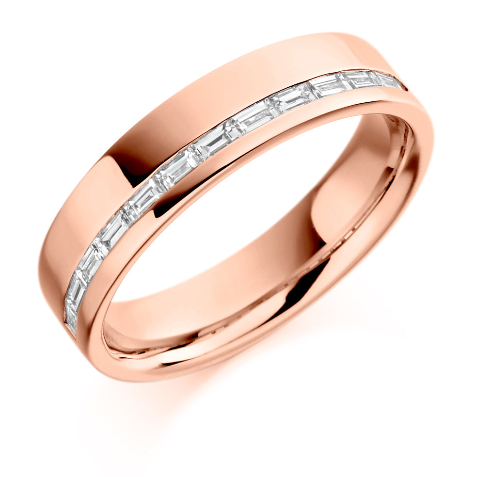 Offset Channel-Set Half Eternity Ring, 0.3ct total (HET1114) in Rose Gold