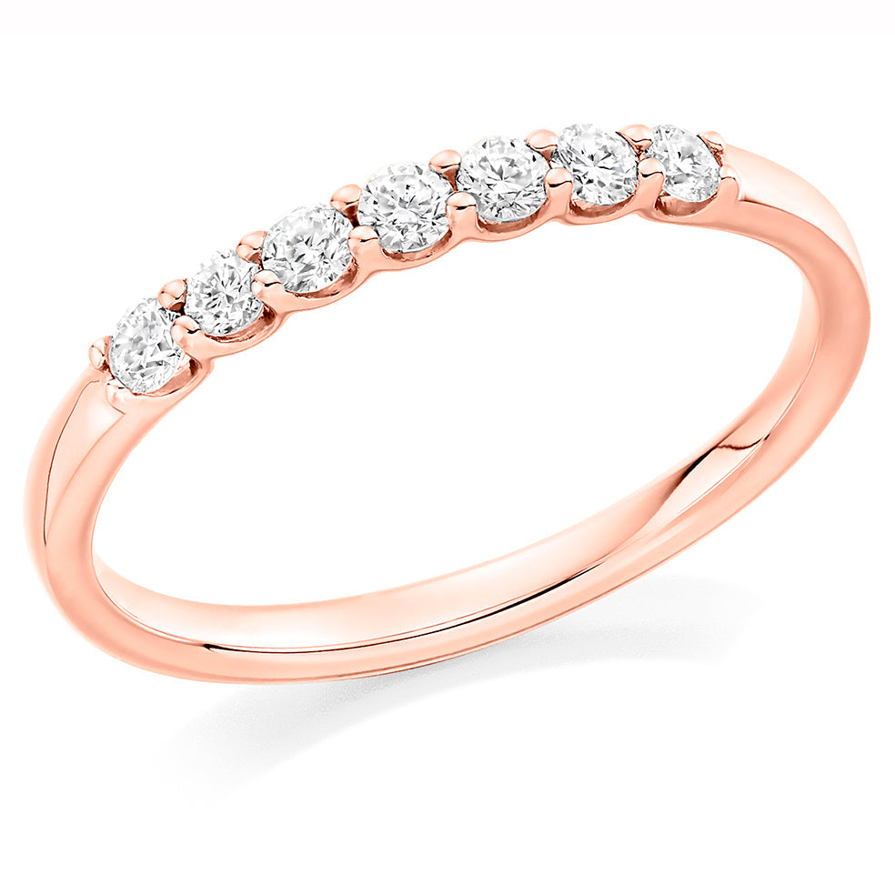 Claw-Set Diamond Half Eternity Ring, 0.25ct in Rose Gold