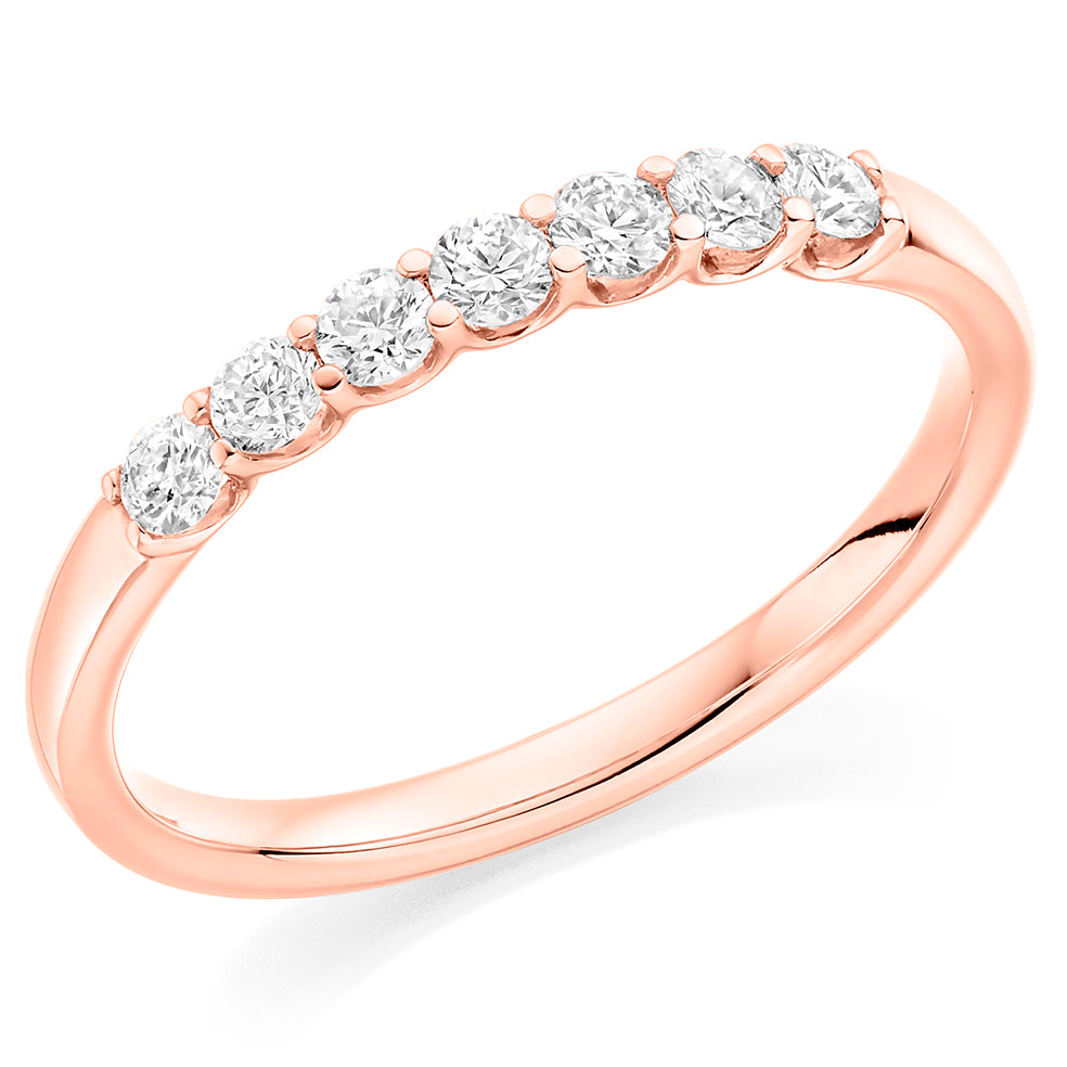 Claw-Set Diamond Half Eternity Ring B, 0.33ct in Rose Gold