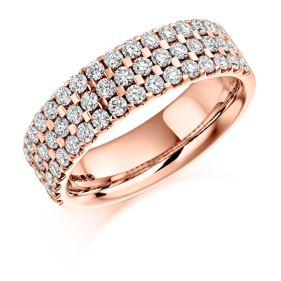 Micro-Claw Half Eternity Ring, 1.05ct total in Rose Gold