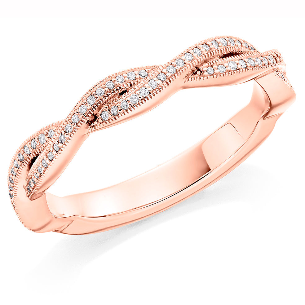 Curved Grain-Set Diamond Half Eternity Ring, 0.12ct in Rose Gold