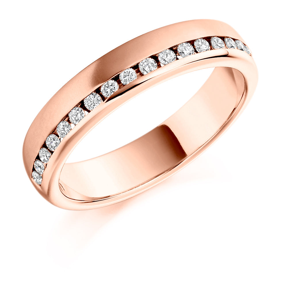 Offset Channel-Set Half Eternity Ring, 0.25ct total (HET1124) in Rose Gold