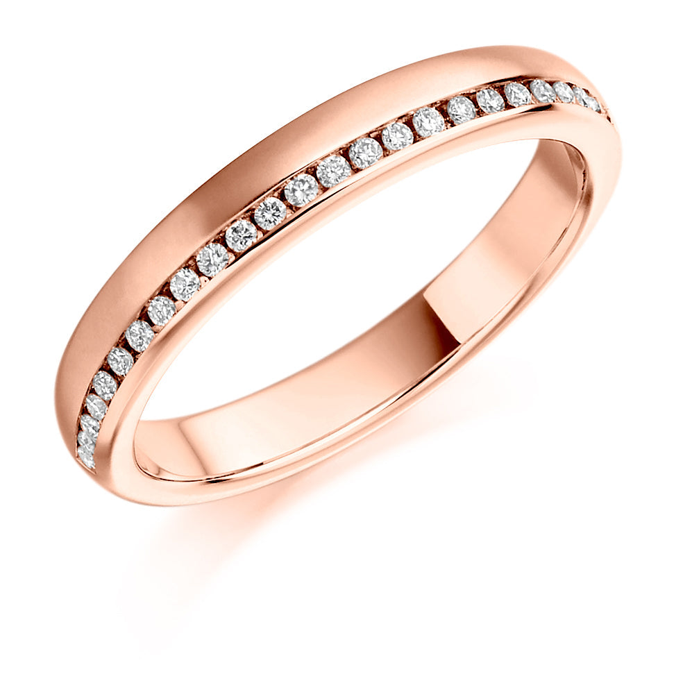 Offset Channel-Set Half Eternity Ring, 0.12ct total (HET1127) in Rose Gold