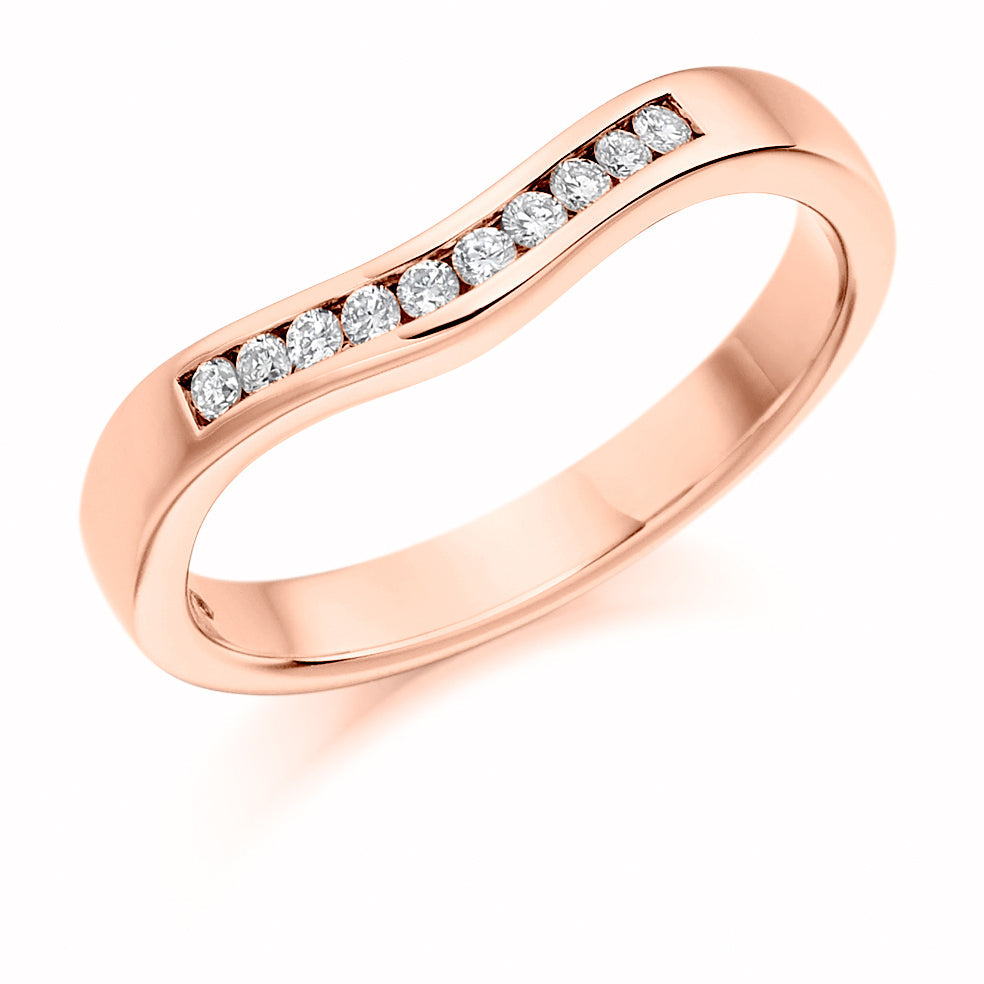 Shaped Channel-Set Half Eternity Ring, 0.12ct total in Rose Gold