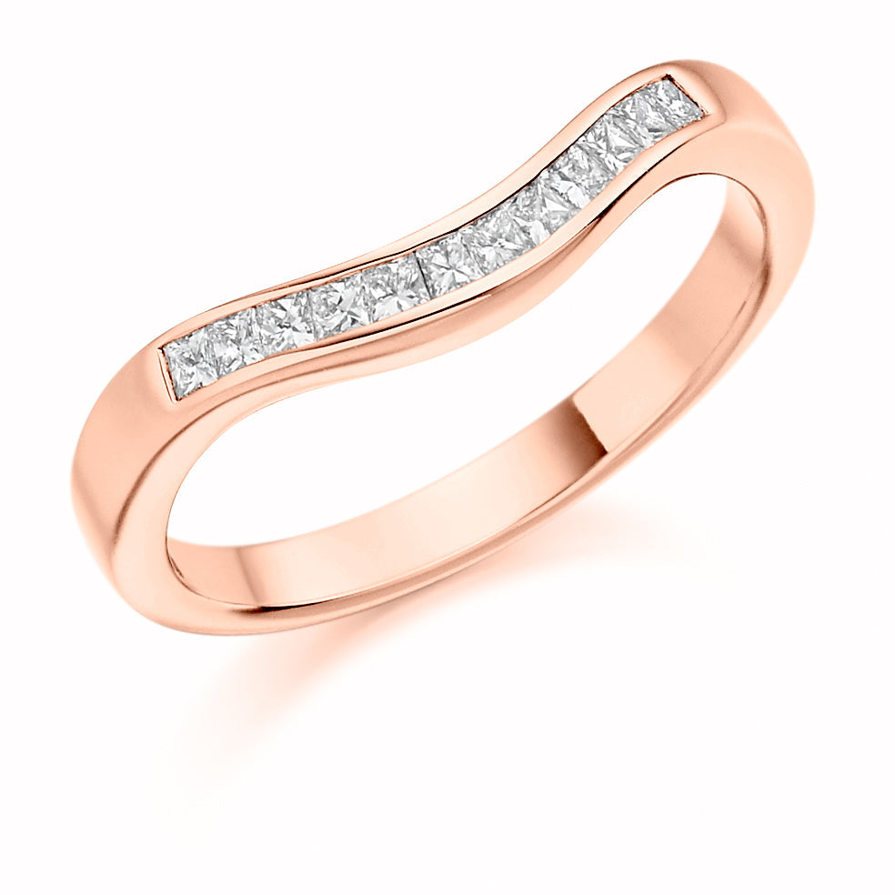 Shaped Channel-Set Half Eternity Ring, 0.25ct total in Rose Gold