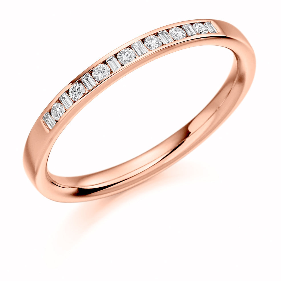 Channel-Set Half Eternity Ring, 0.15ct total (HET1142) in Rose Gold