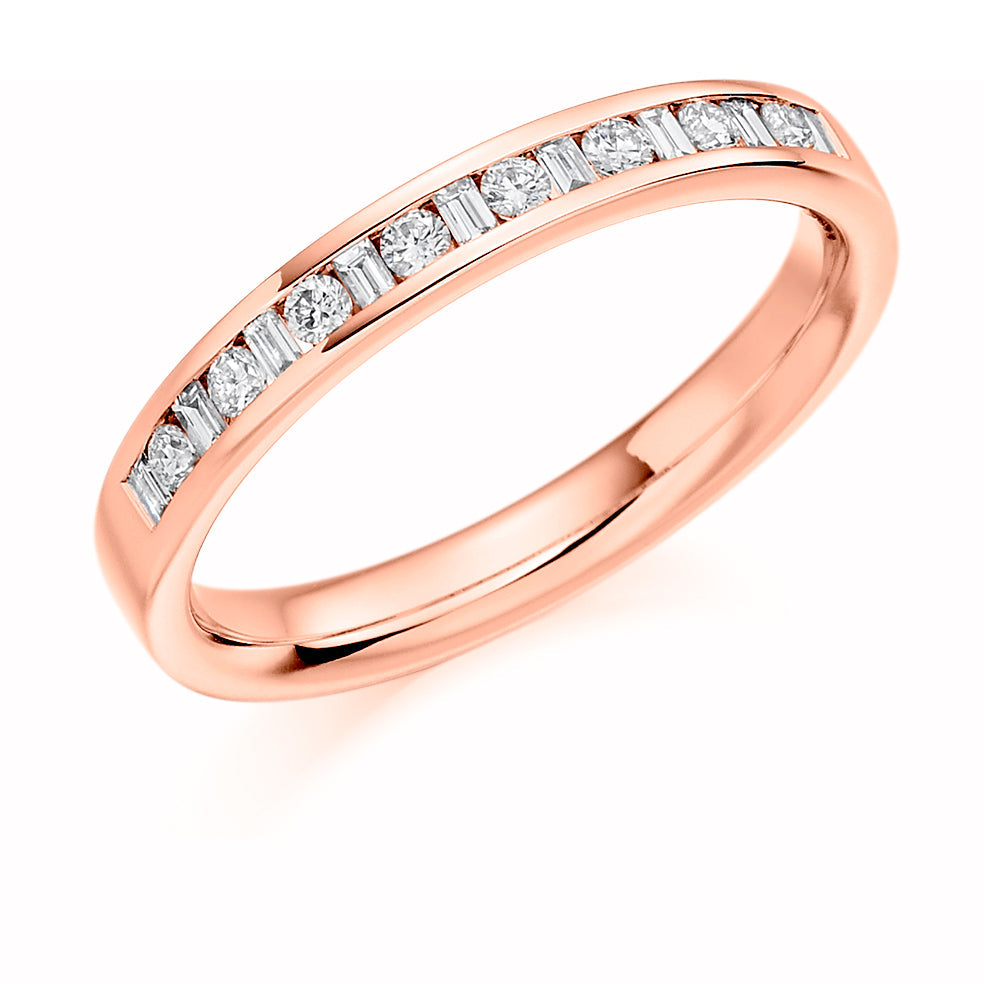 Channel-Set Half Eternity Ring, 0.25ct total (HET1143) in Rose Gold
