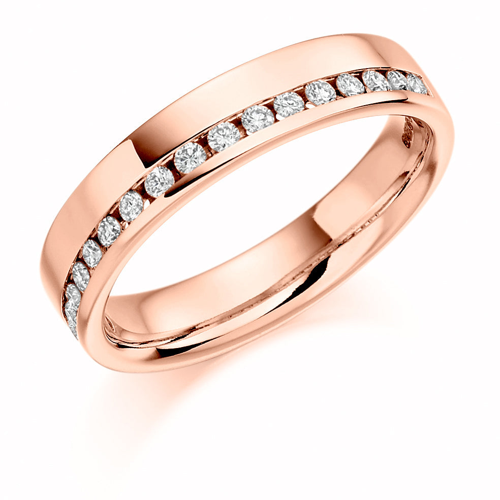 Offset Channel-Set Half Eternity Ring, 0.25ct total (HET1149) in Rose Gold