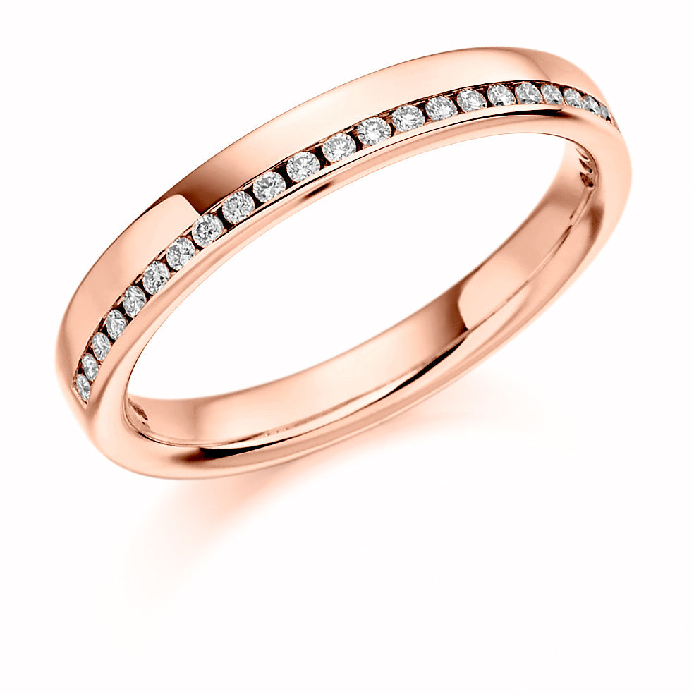 Offset Channel-Set Half Eternity Ring, 0.12ct total in Rose Gold