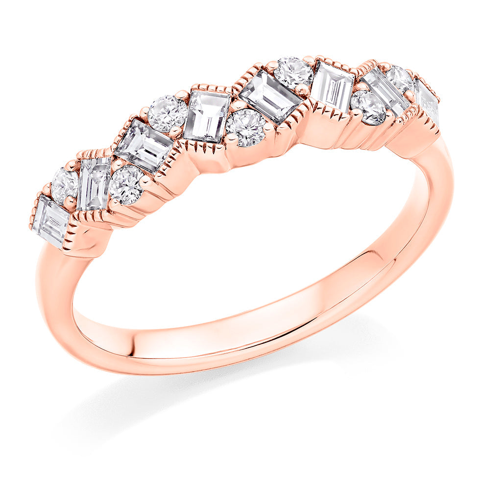 Curved Claw-Set Diamond Half Eternity Ring, 0.6ct in Rose Gold