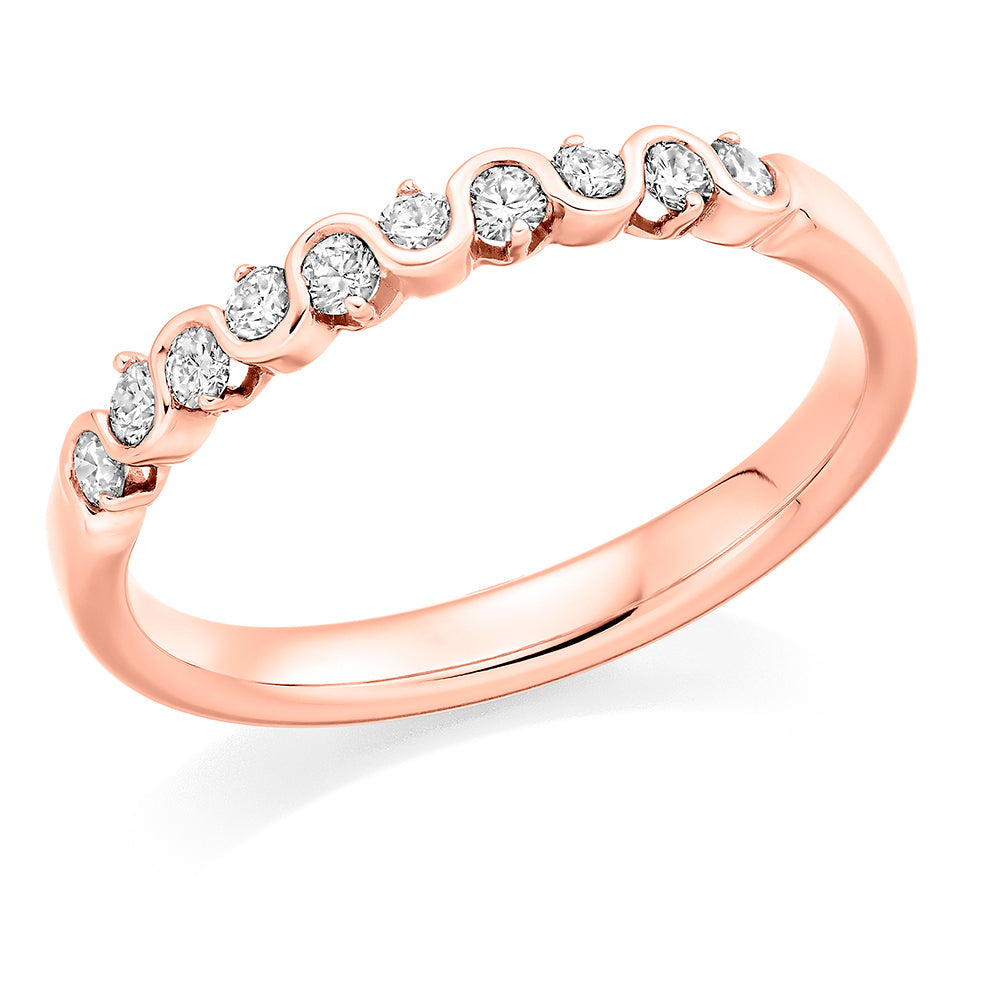 Rubover Diamond Half Eternity Ring, 0.4ct in Rose Gold
