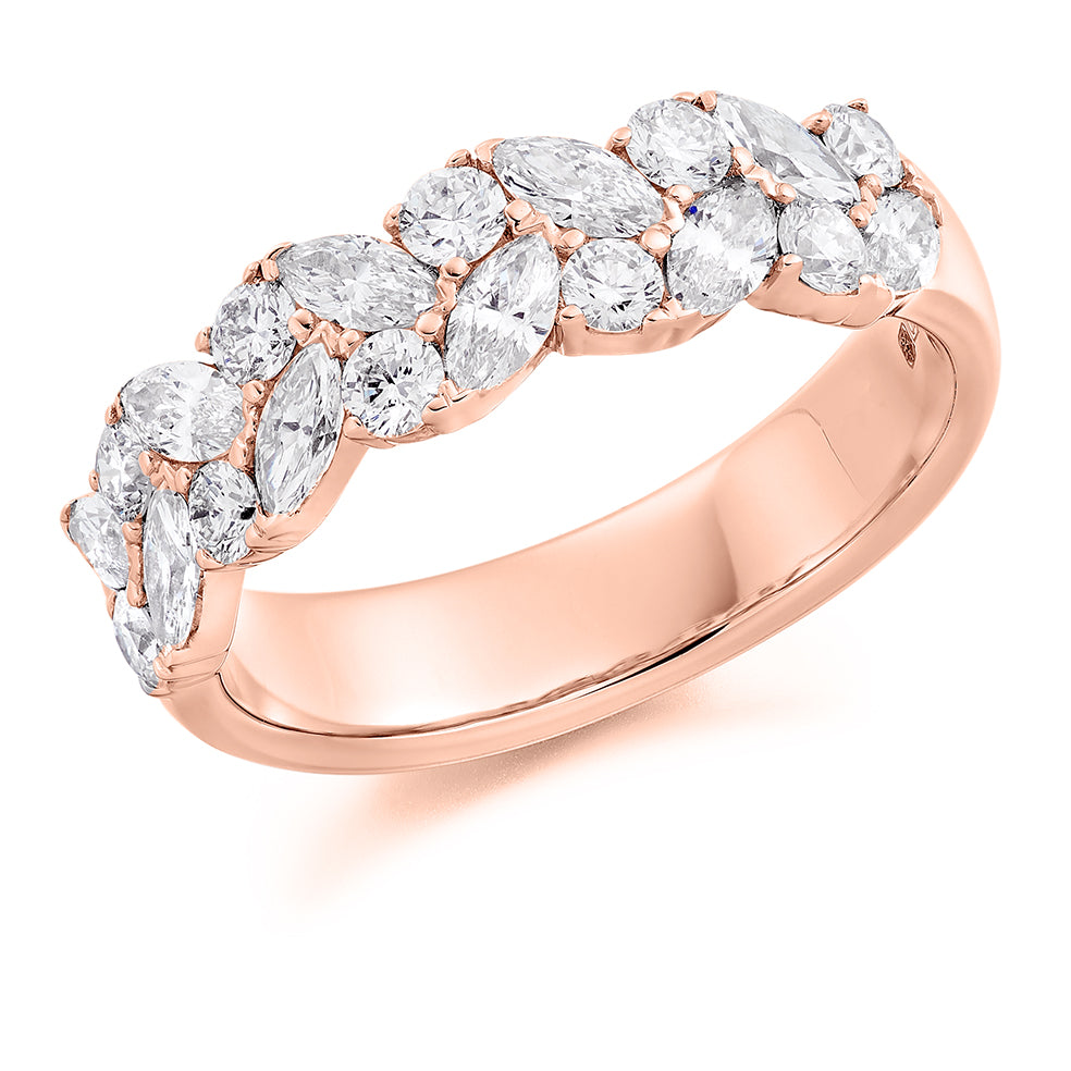 Claw-Set Diamond Half Eternity Ring, 1.2ct in Rose Gold