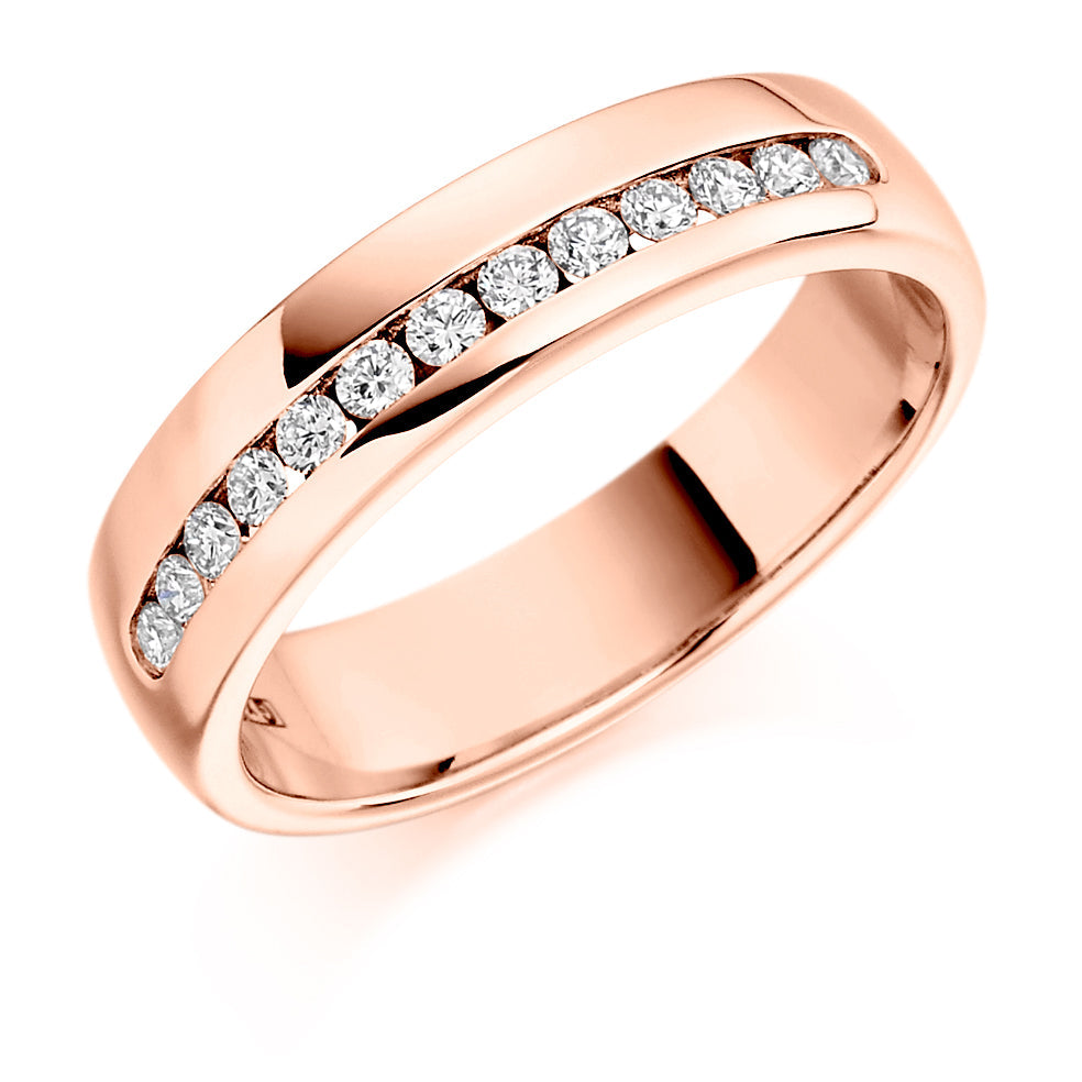 Offset Channel-Set Half Eternity Ring, 0.25ct total (HET1176) in Rose Gold