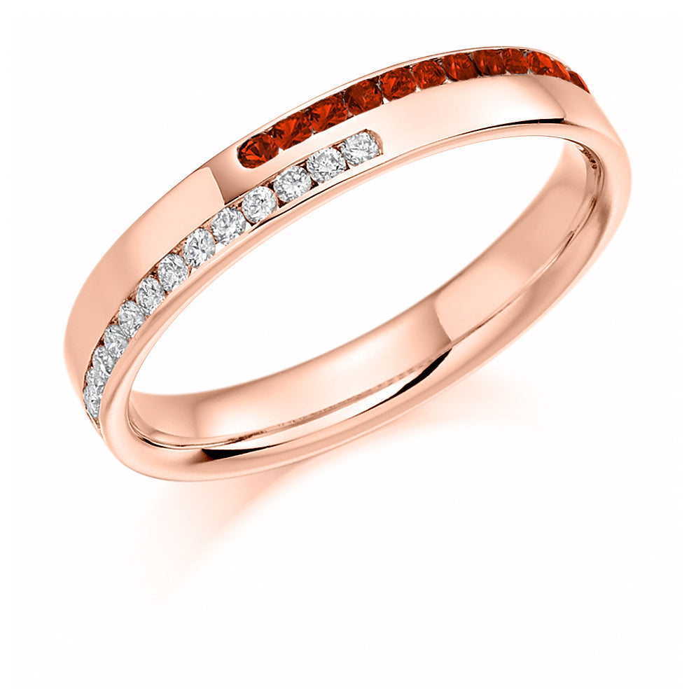 Ruby & Diamond Half Eternity Ring B, 0.15ct in Rose Gold