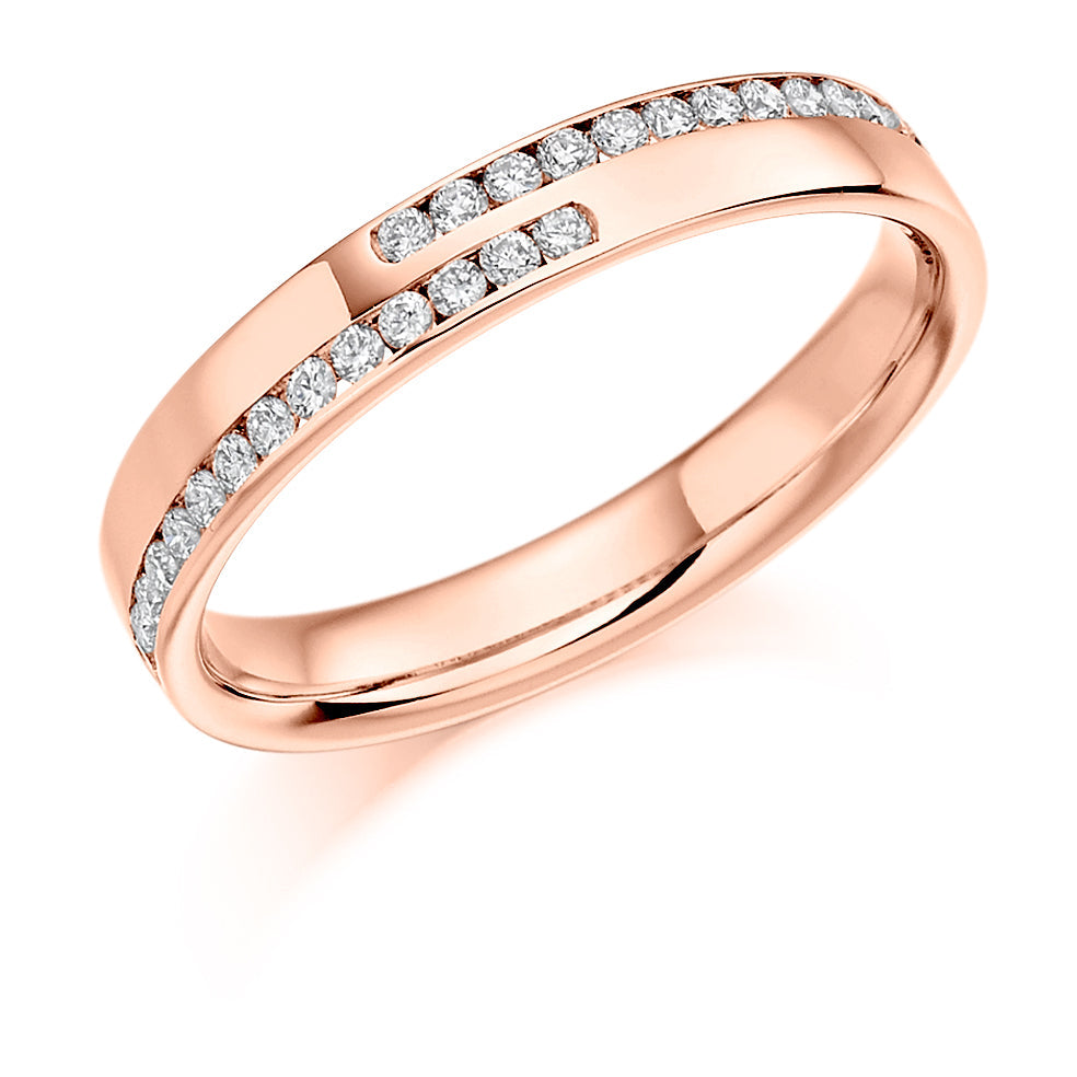 Offset Channel-Set Half Eternity Ring, 0.25ct total (HET1177) in Rose Gold