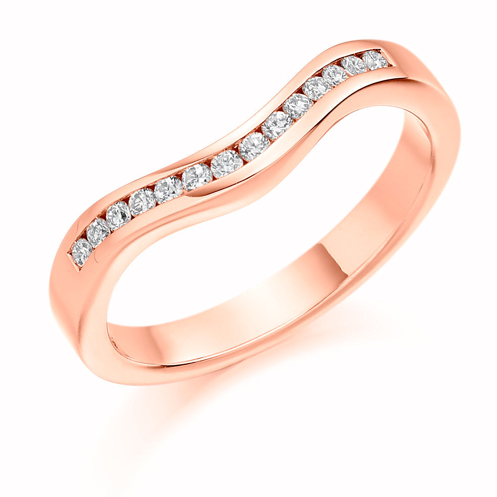 Shaped Channel-Set Half Eternity Ring, 0.16ct total in Rose Gold