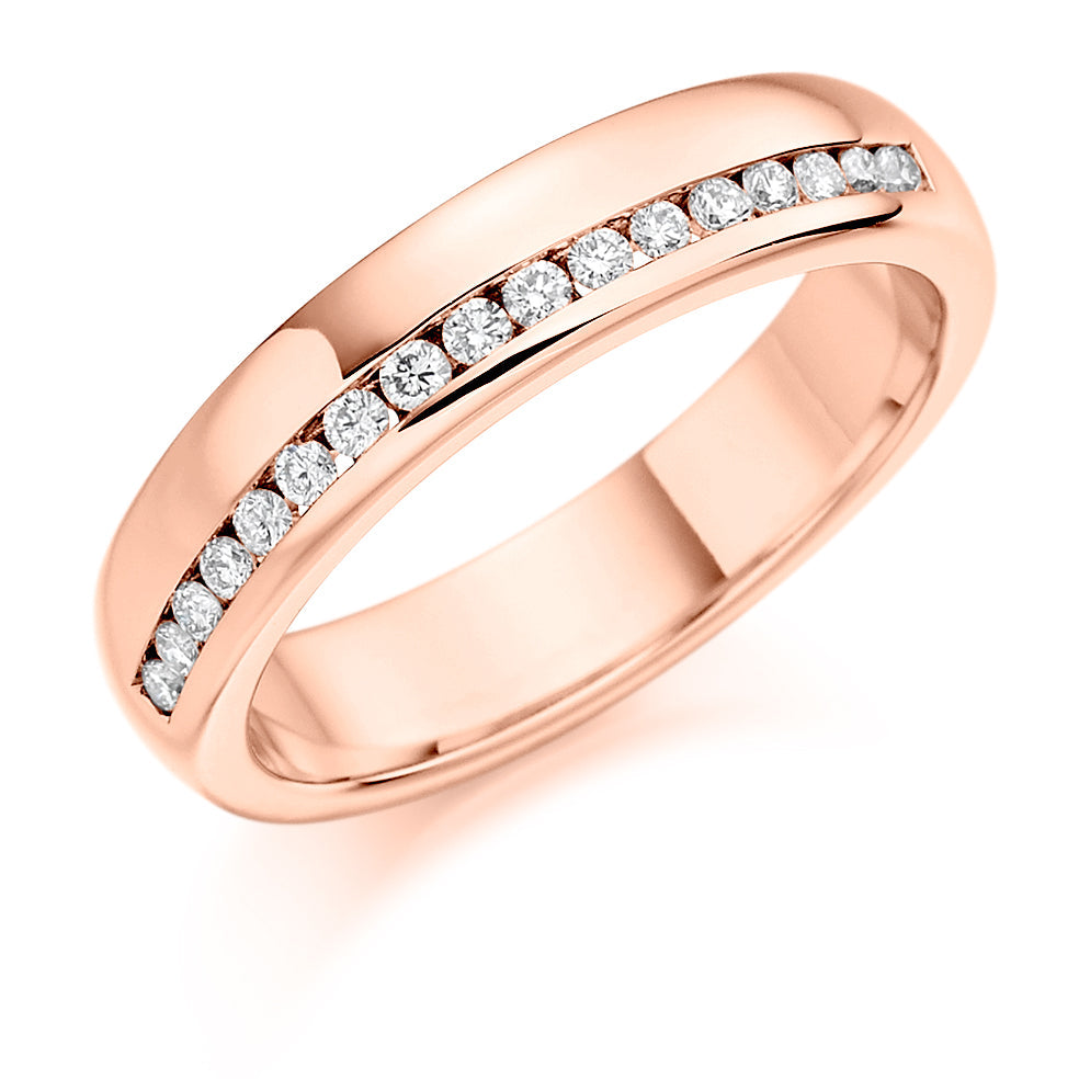 Offset Channel-Set Half Eternity Ring, 0.2ct total in Rose Gold