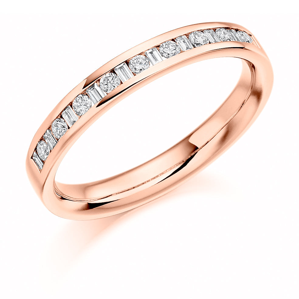 Channel-Set Half Eternity Ring, 0.25ct total (HET1188) in Rose Gold