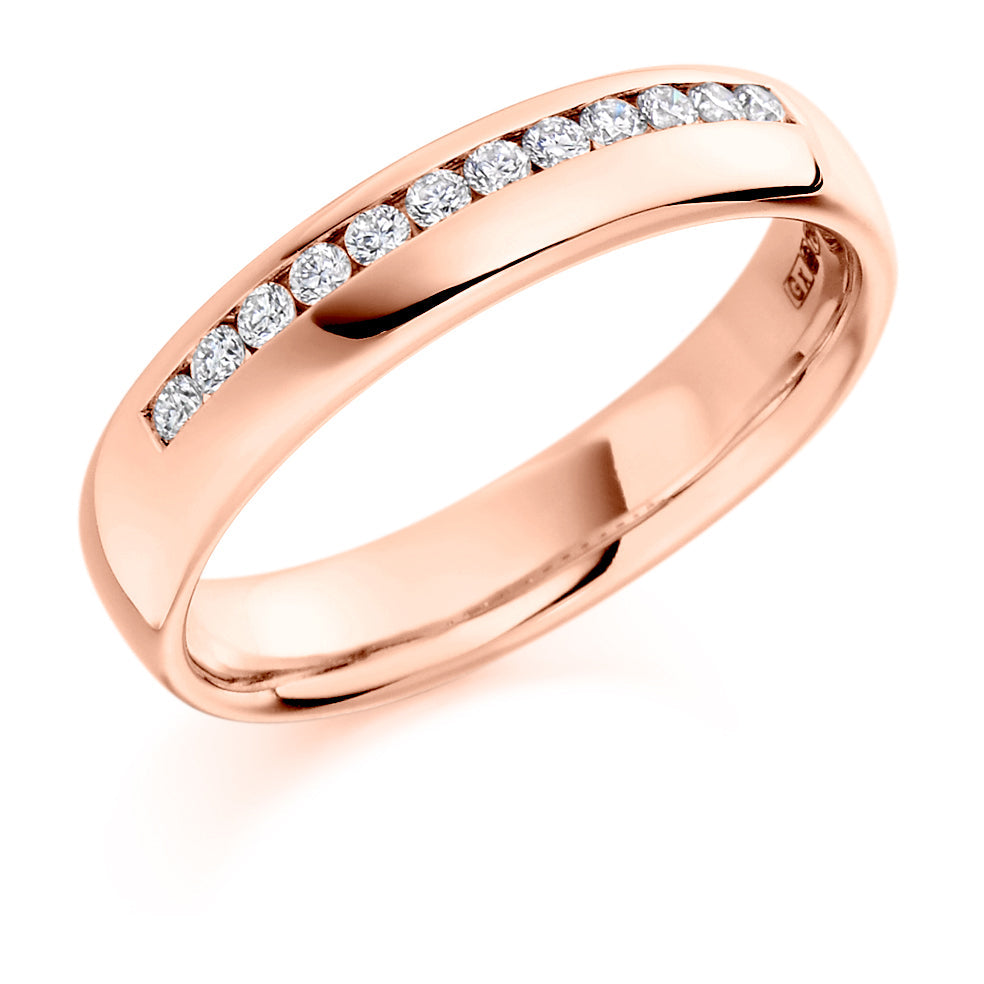 Offset Channel-Set Half Eternity Ring, 0.2ct total (HET1192) in Rose Gold