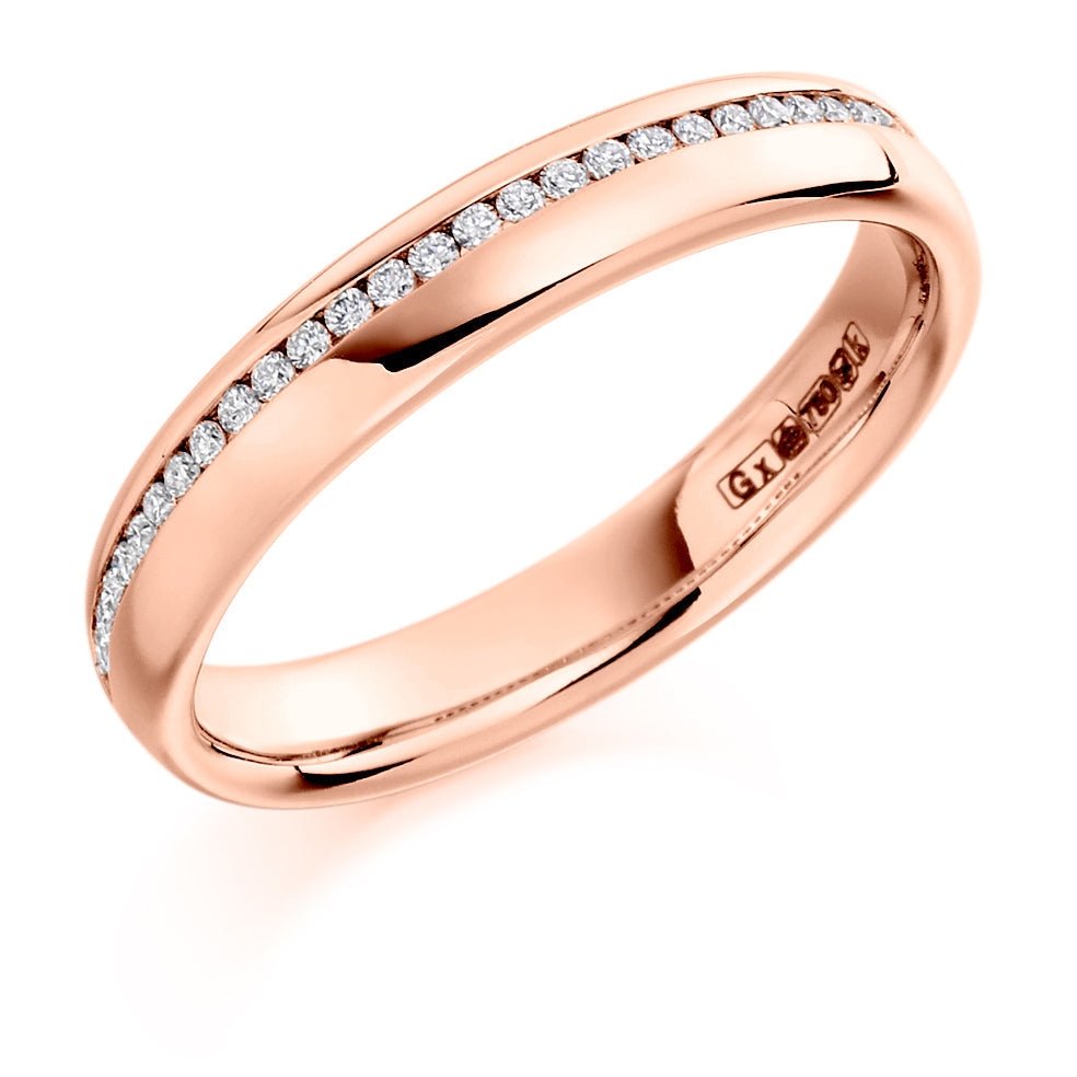 Offset Channel-Set Half Eternity Ring, 0.15ct total in Rose Gold