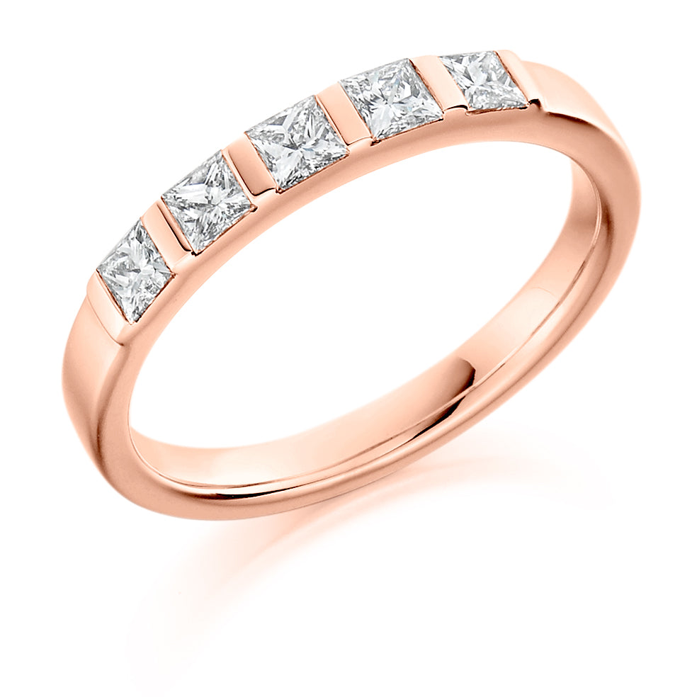 Bar-Set Half Eternity Ring, 0.5ct total (HET1196) in Rose Gold