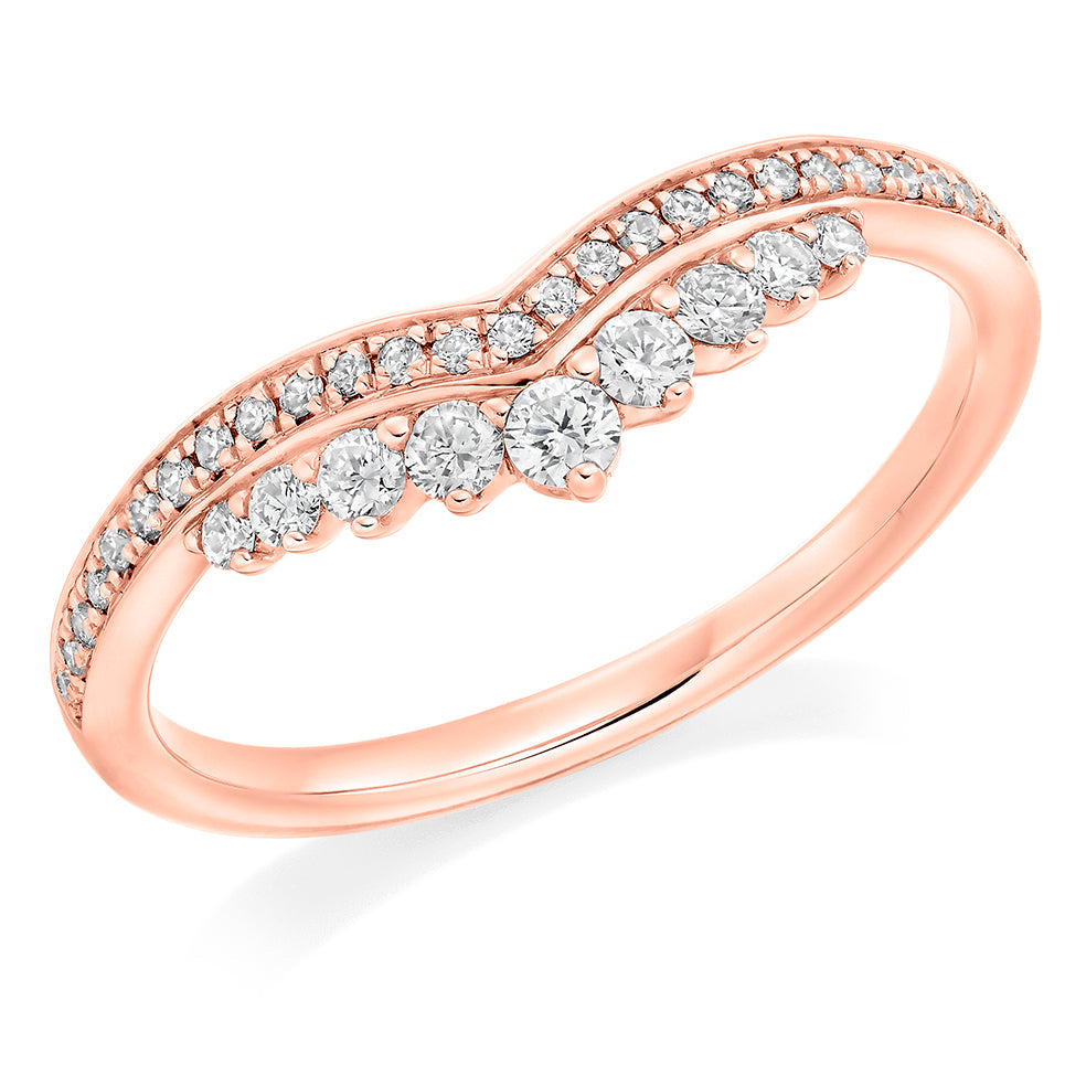 Curved Claw-Set Diamond Half Eternity Ring, 0.3ct in Rose Gold