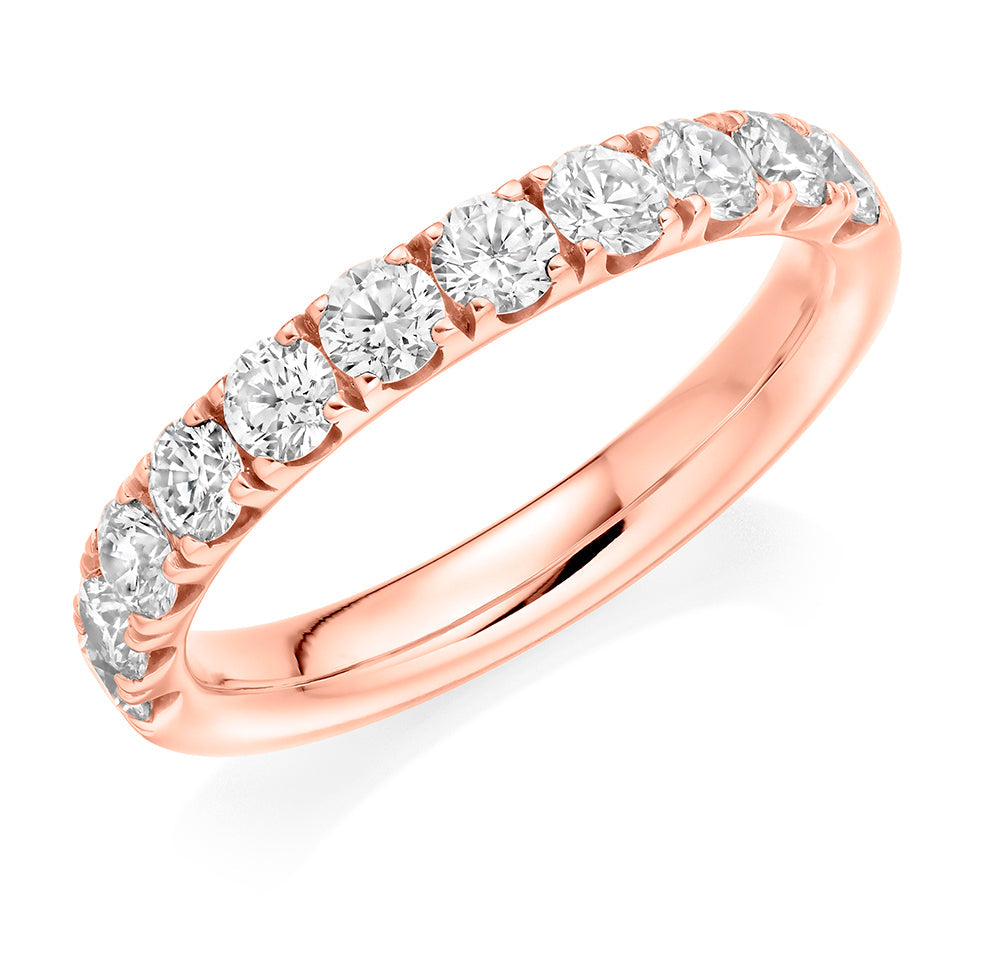 Micro-Claw Diamond Half Eternity Ring, 1.0ct in Rose Gold