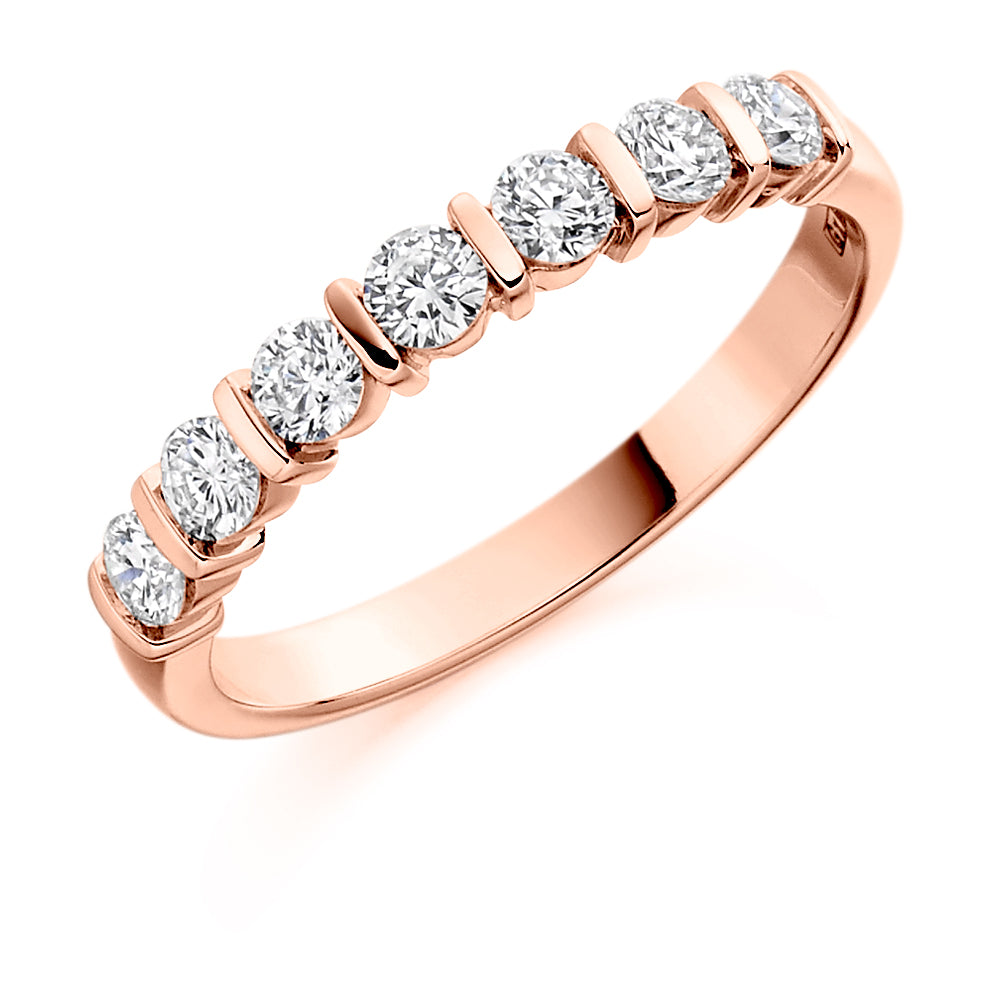 Bar-Set Half Eternity Ring, 0.5ct total (HET1221) in Rose Gold