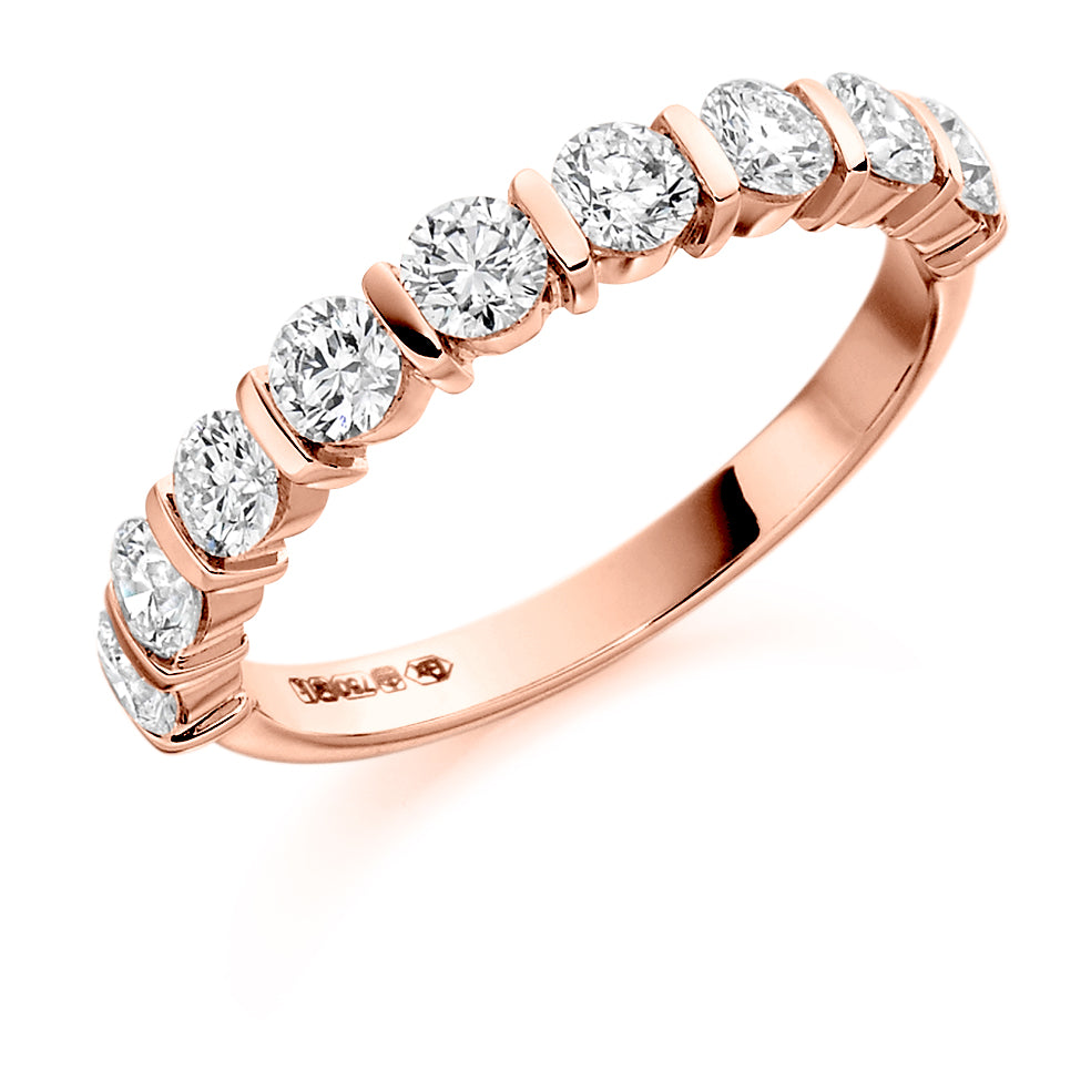 Bar-Set Half Eternity Ring, 1.0ct total (HET1222) in Rose Gold