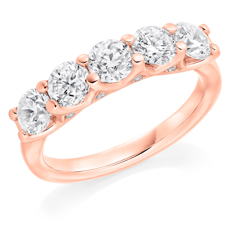 Claw-Set Diamond Half Eternity Ring, 1.7ct in Rose Gold