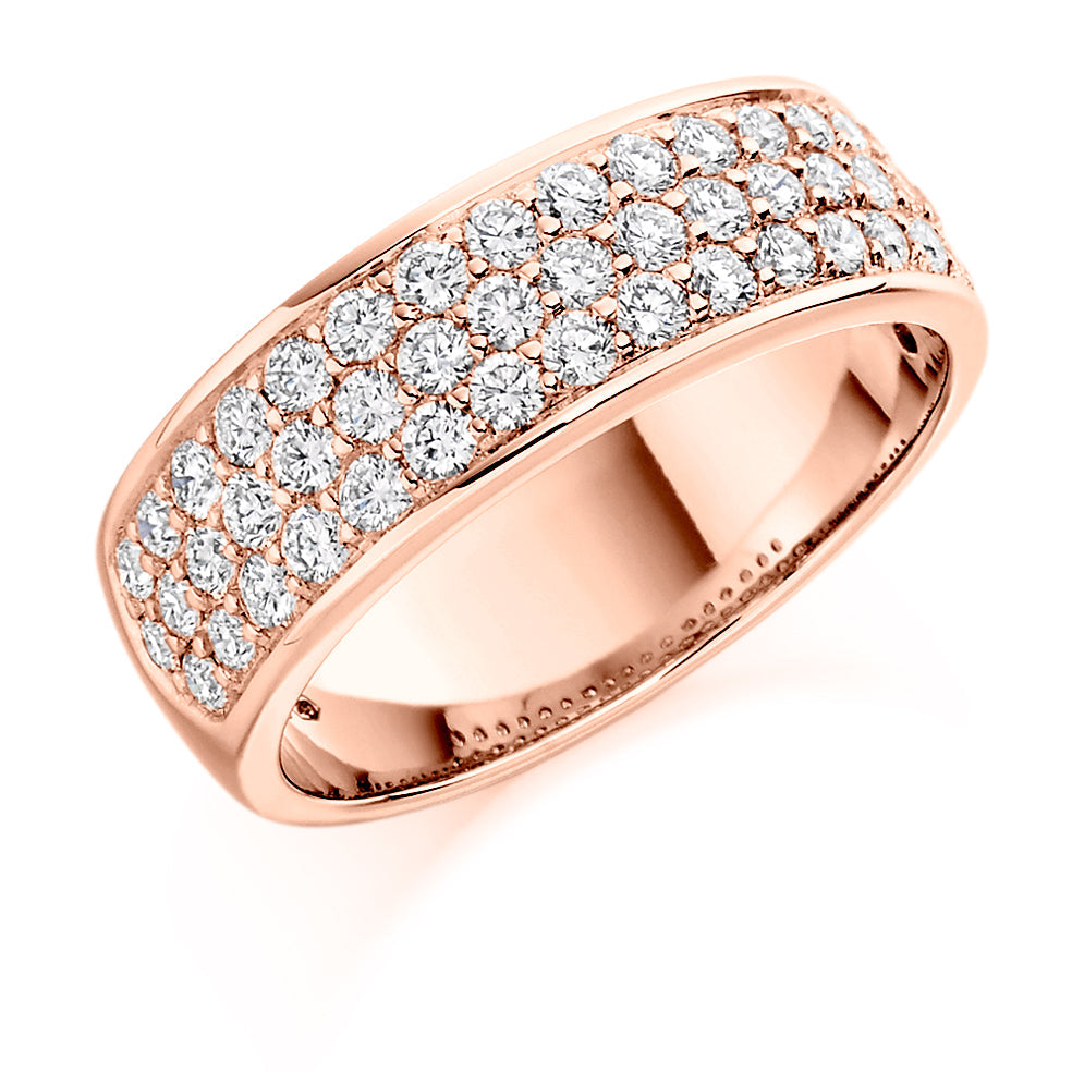 Grain-Set Half Eternity Ring, 1.1ct total in Rose Gold