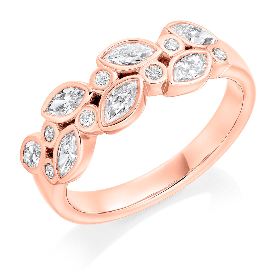 Rubover Diamond Half Eternity Ring, 0.8ct in Rose Gold