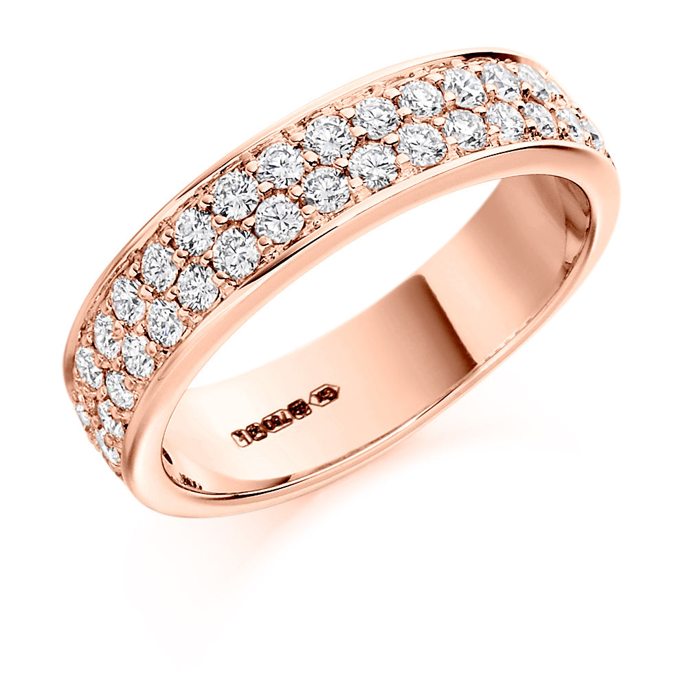 Grain-Set Half Eternity Ring, 0.75ct total in Rose Gold