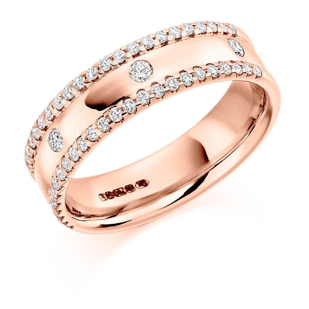 Micro-Claw Half Eternity Ring, 0.4ct total in Rose Gold