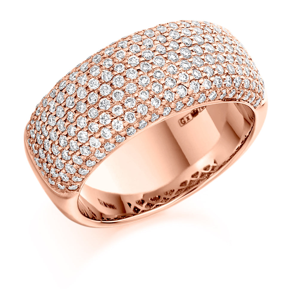 Pavé-Set Half Eternity Ring, 1.0ct total in Rose Gold