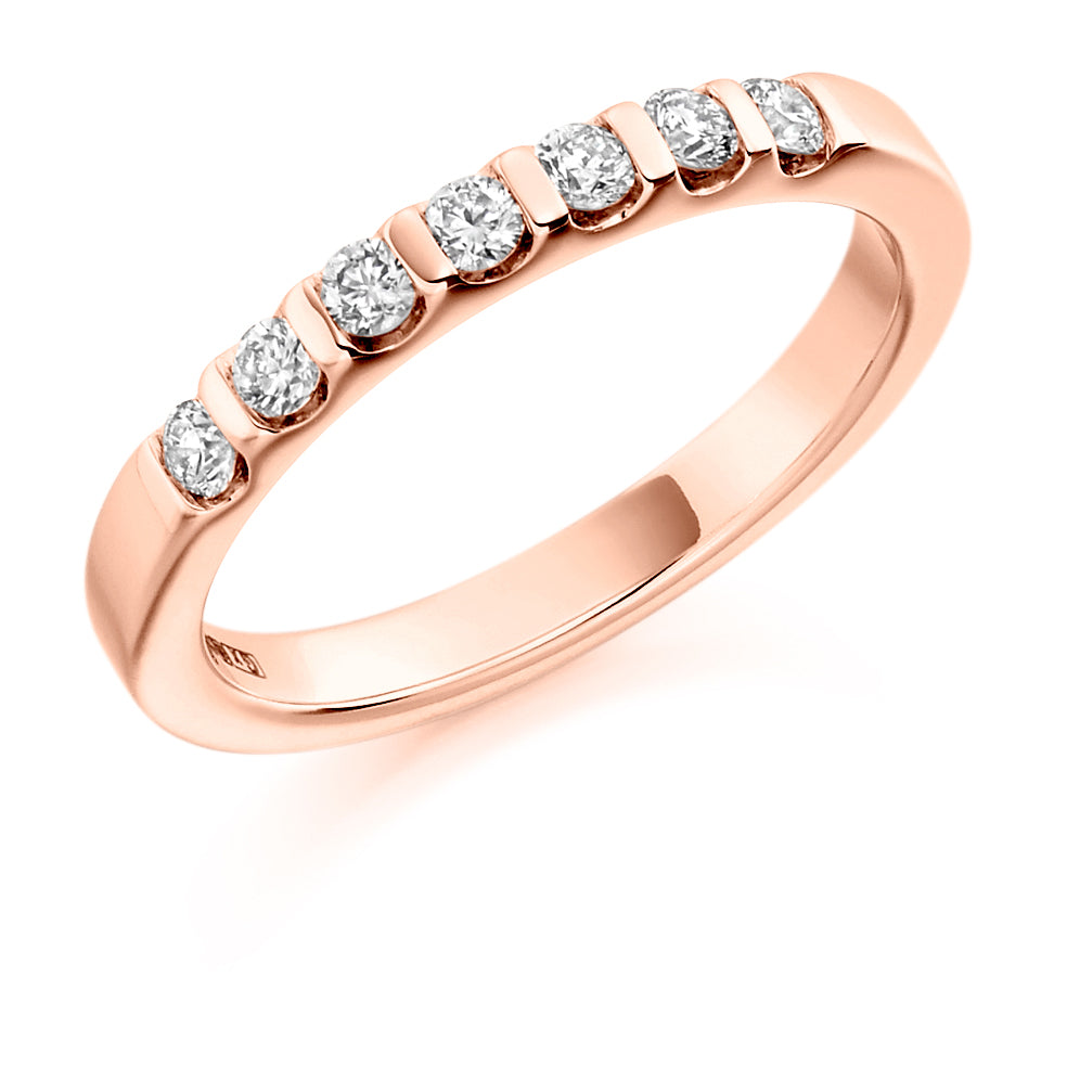 Bar-Set Half Eternity Ring, 0.3ct total in Rose Gold