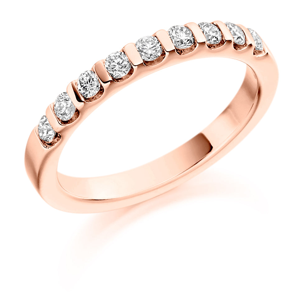 Bar-Set Half Eternity Ring, 0.4ct total in Rose Gold